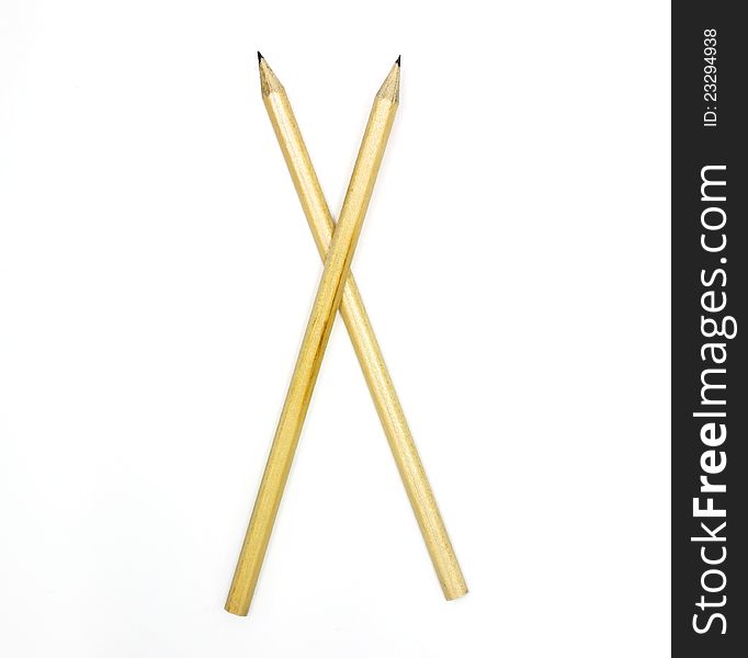 Two pencils set as X on white background