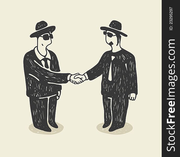 Illustration with a isolated businessmen shaking hands. Illustration with a isolated businessmen shaking hands