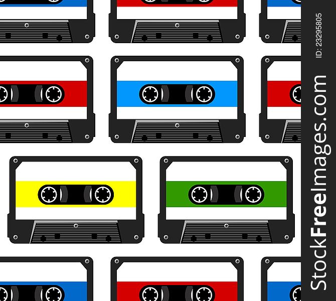 Abstract seamless background with audio cassette