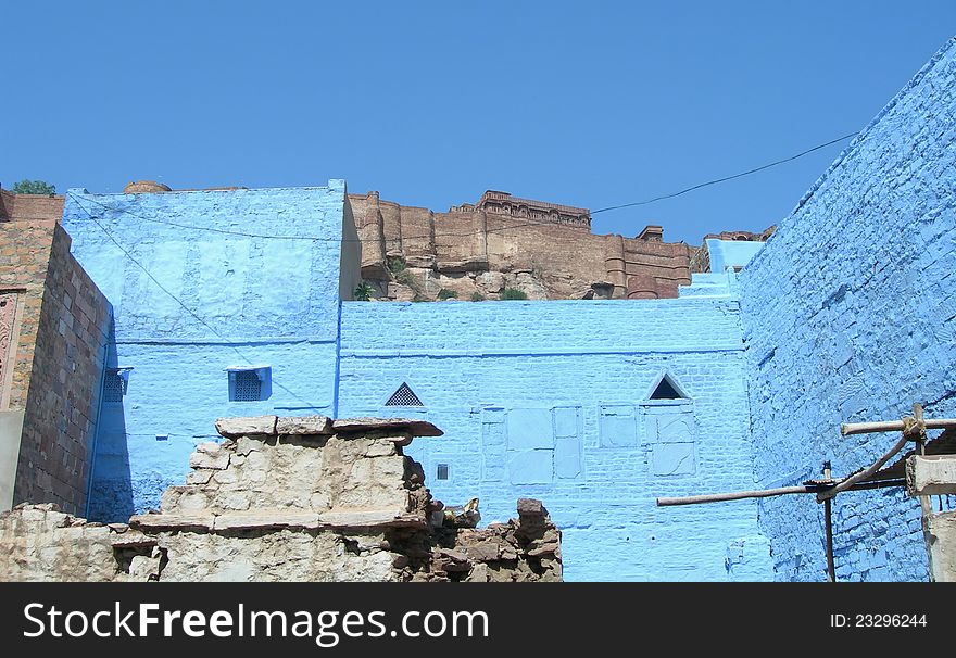 Architectural details in Blue City, India