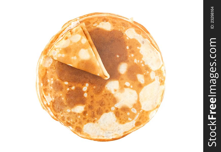 Russian pancake isolated on white background