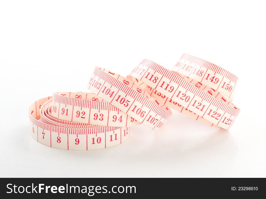 Measurement tape on a white background