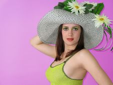 Beauty Smiling Girl With Hat Royalty Free Stock Photos