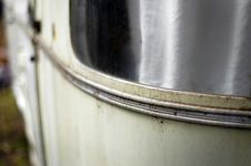 Curved Trailer Window Detail Stock Photo