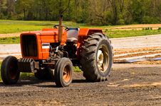 Red Farm Tractor In Field Royalty Free Stock Photo Red Farm Tractor In Field Royalty Free Stock Photo