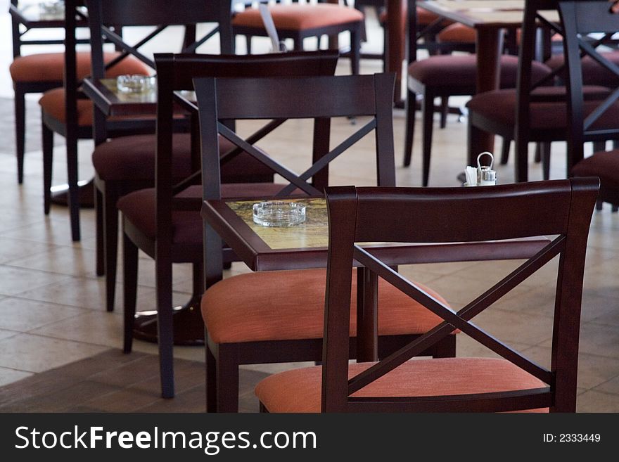 Tables and chairs in the restaurant