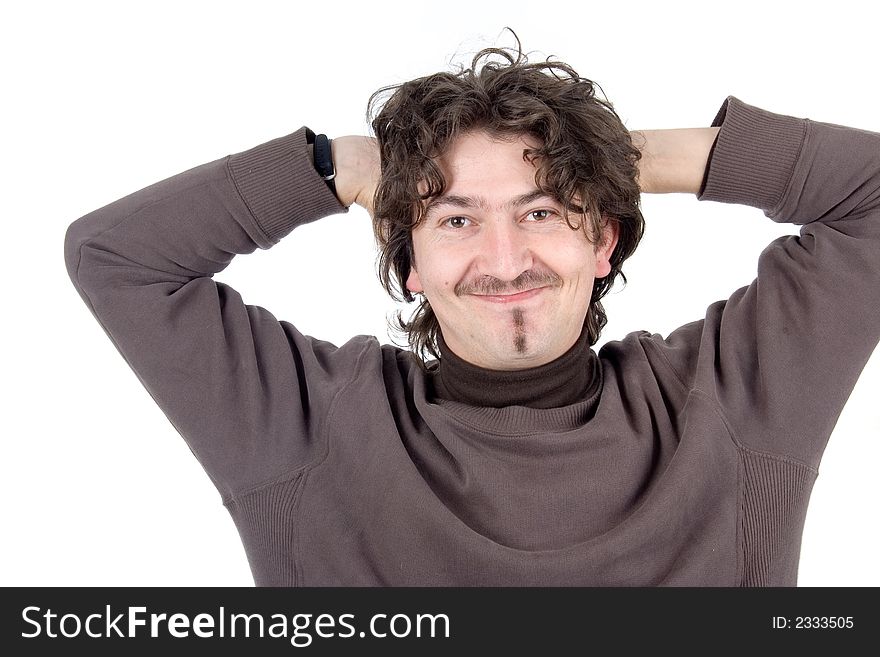 Young man generic portrait -shot in studio over white background