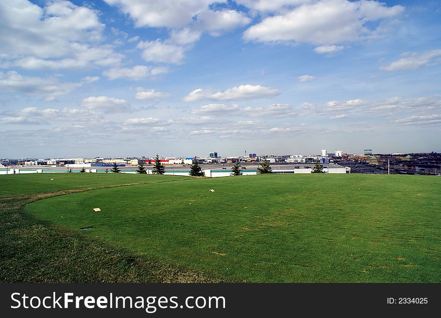 Beutiful golf course landscape on top of the hill