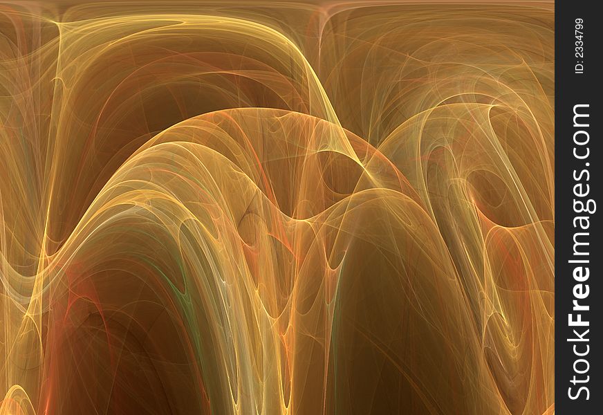 Gold, yellow and orange abstract design of smooth flowing texture. Gold, yellow and orange abstract design of smooth flowing texture.