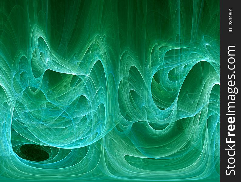 Variations of green colors form a smooth flowing abstract design.