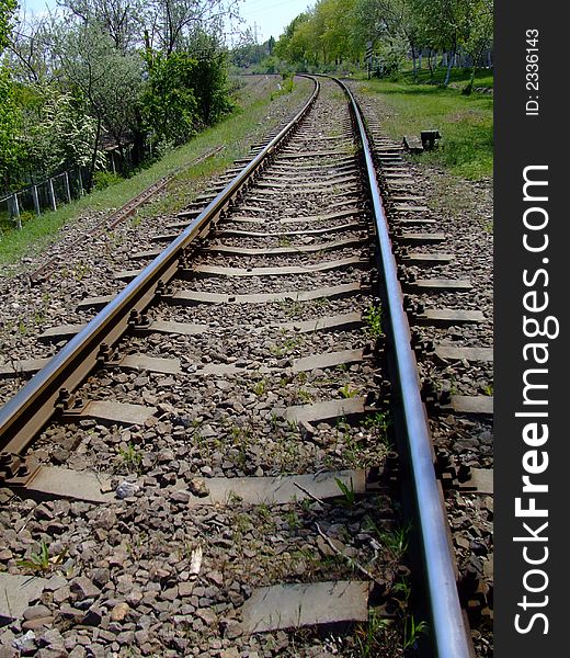 A single line of railroad track for transportation. A single line of railroad track for transportation.