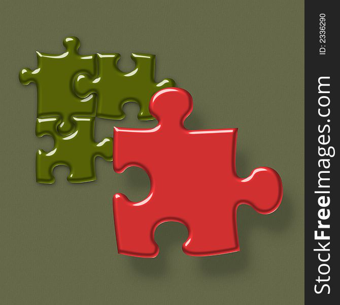 Green and red jigsaw puzzle elements