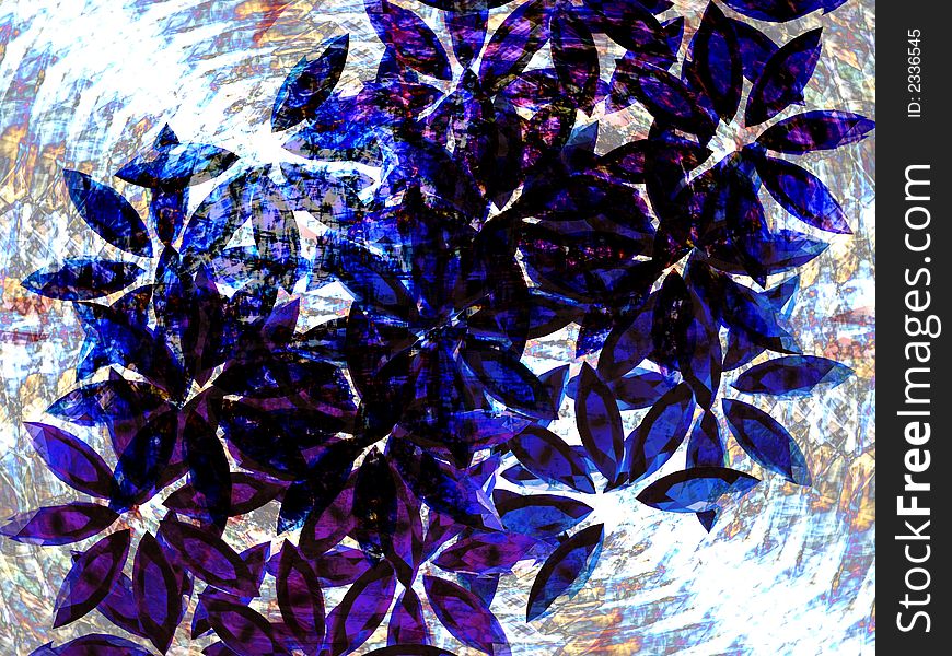 Flowers made of dark-blue stones. Illustration made on computer. Flowers made of dark-blue stones. Illustration made on computer.