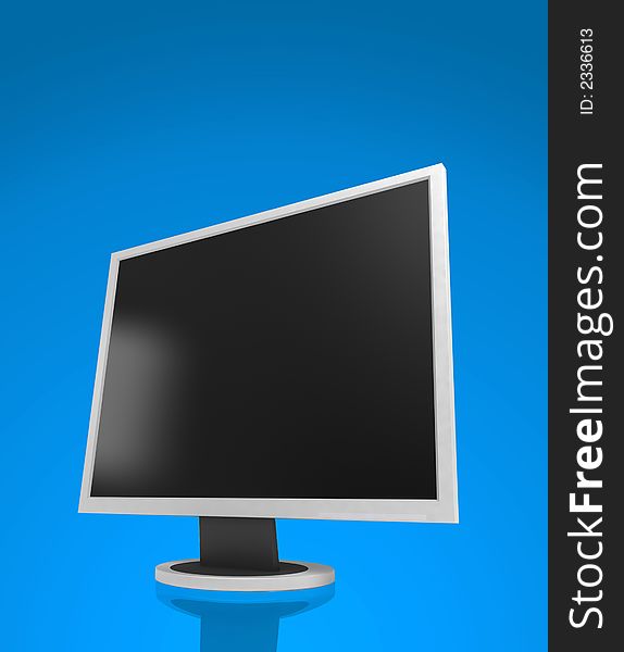 Monitor isolated  on blue background. Monitor isolated  on blue background