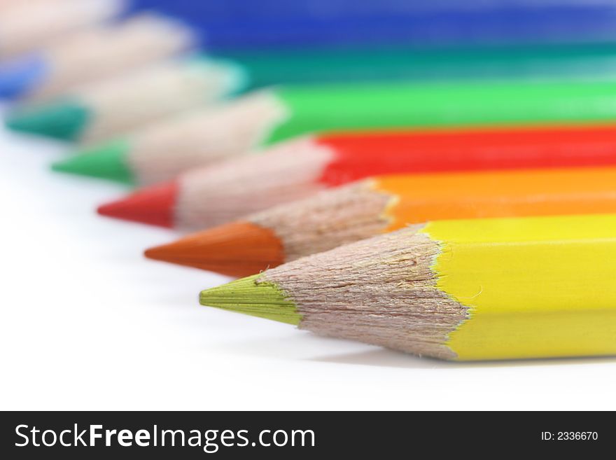 Colorful pencils isolated on white