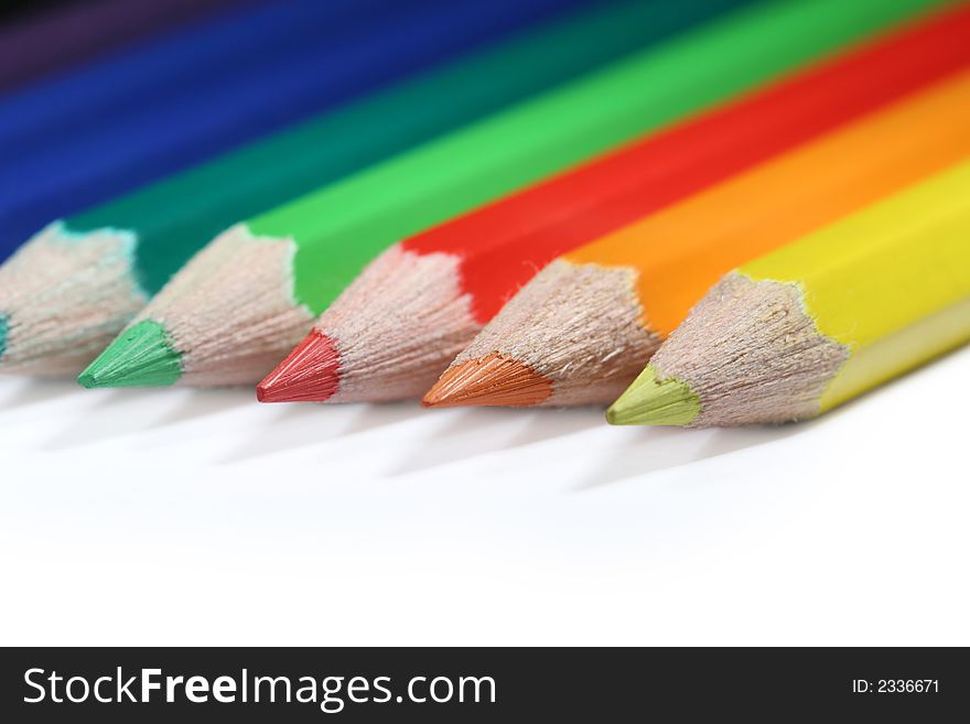 Some colorful pencils isolated on white