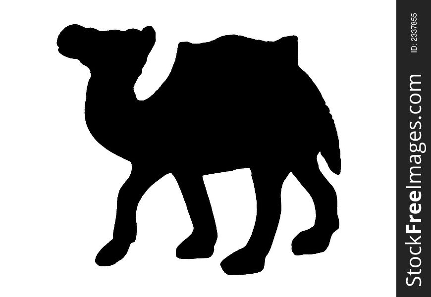 Contour image of camel With the photo of bronze statuette
