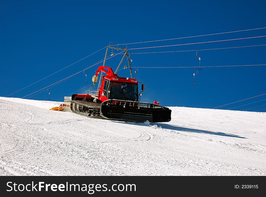 Snowplow on a ski slope