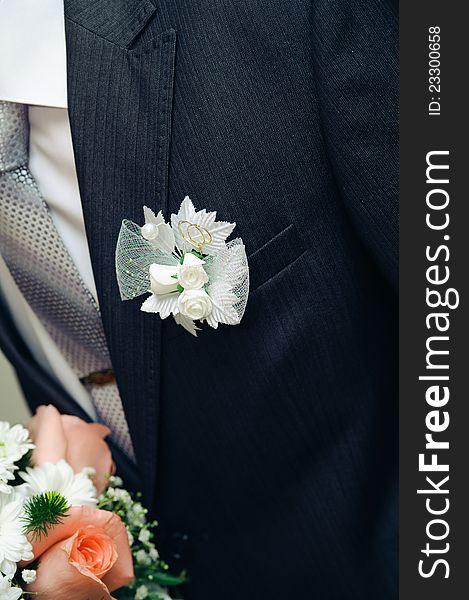 Posy With Roses On Groom Suit