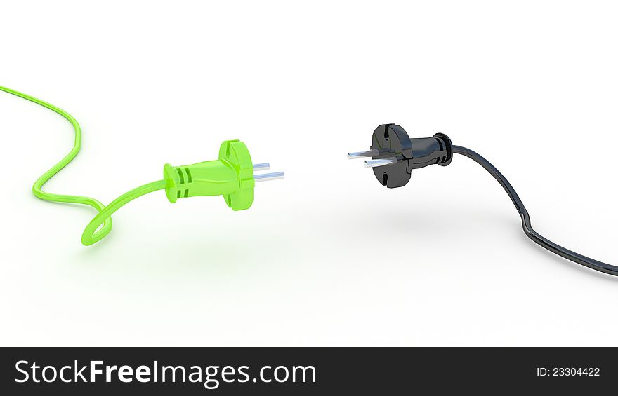 Green and black electric plug