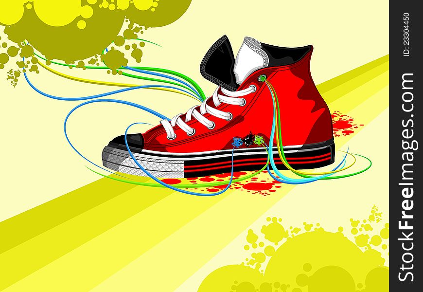 Background with a red shoe design classics. Background with a red shoe design classics