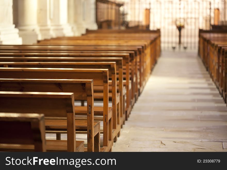 Inside view of a church in medieval times. Inside view of a church in medieval times