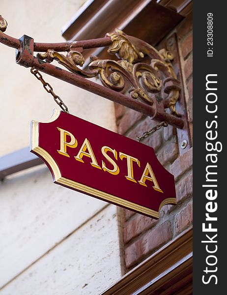 Poster of an Italian restaurant where pasta is done. Poster of an Italian restaurant where pasta is done