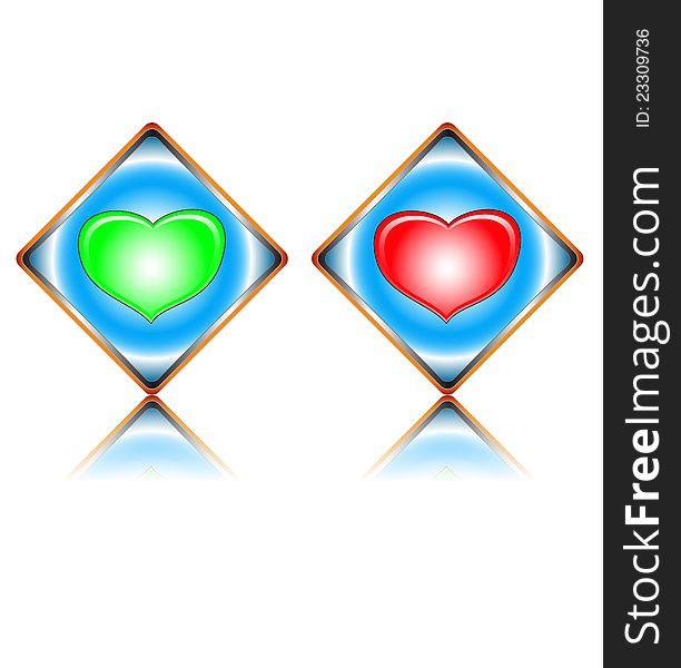 Two signs on heart located on a white background