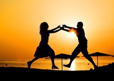 Male And Female At Sunrise Royalty Free Stock Photos Male And Female At Sunrise Royalty Free Stock Photos