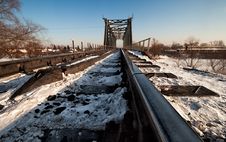 The Railway Bridge In Winter Stock Photos