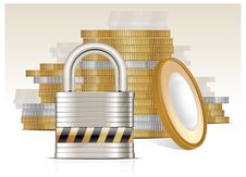 Gold Coins & Lock Royalty Free Stock Images Gold Coins & Lock Royalty Free Stock Images