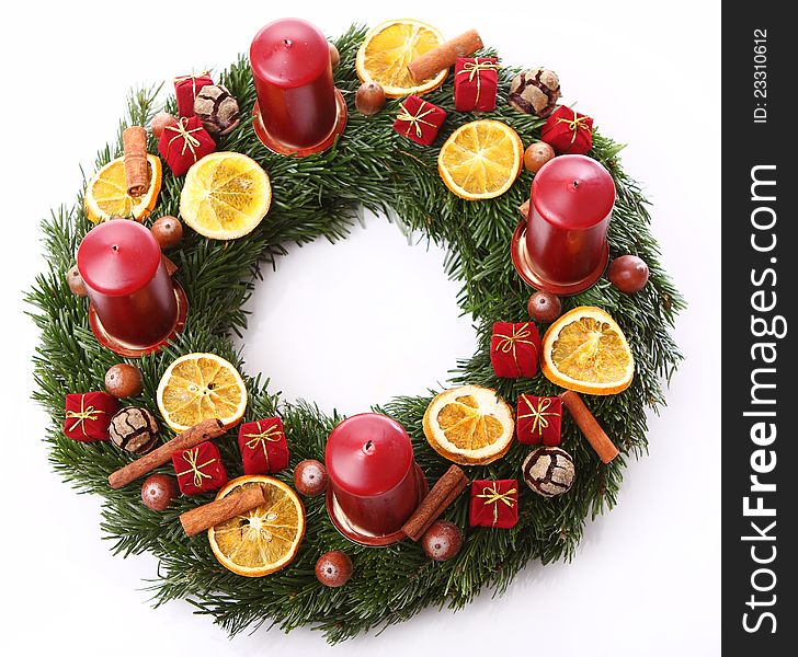 Close up of Christmas wreath