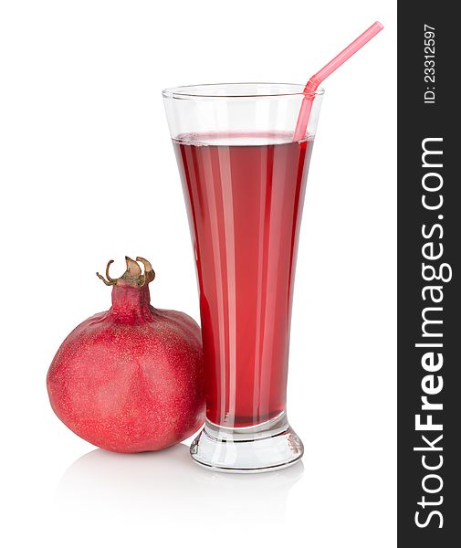 Pomegranate juice isolated on a white background