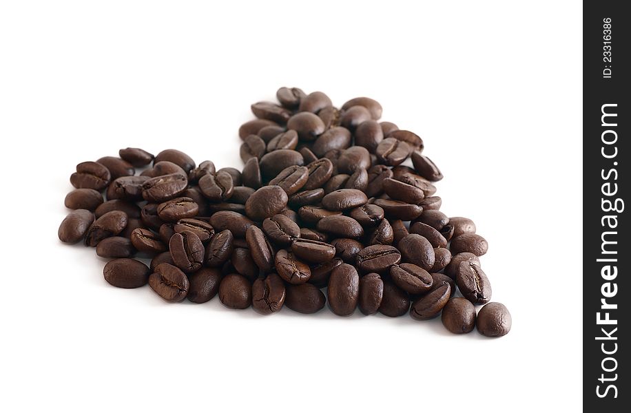 Coffee beans in heart shape. Coffee beans in heart shape