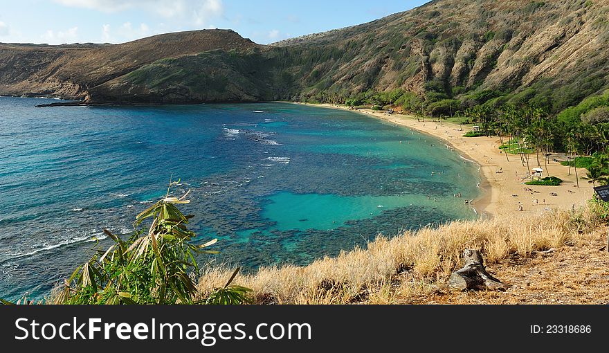 Hanauma bay on Oahu's south shore, January 2012. Hanauma bay on Oahu's south shore, January 2012