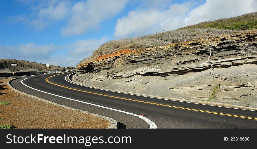 Scenic drive on mountain road on Oahu's east shore, January 2012