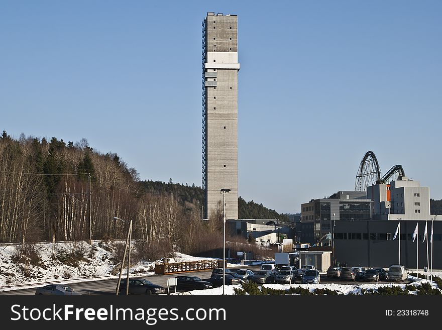 Cable tower at the Nexans factory in Halden is 120 meters and is Norway highest building on land. Nexans Norway AS in Halden is a world leader in the development and manufacture of power cables for sea, land and offshore. Cable tower at the Nexans factory in Halden is 120 meters and is Norway highest building on land. Nexans Norway AS in Halden is a world leader in the development and manufacture of power cables for sea, land and offshore.