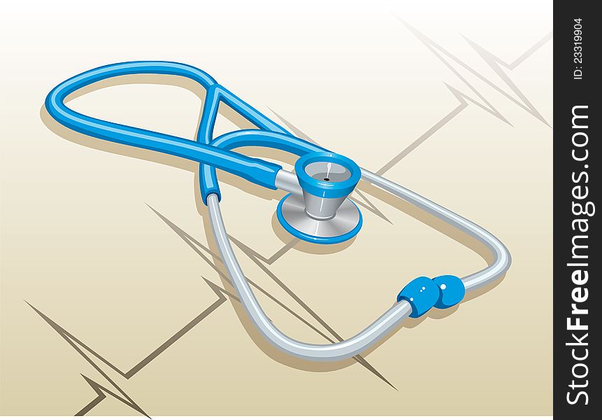 Stethoscope And Cardiogram.