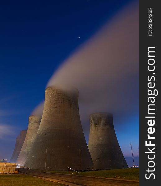 Power station cooling towers. A long exposure.
