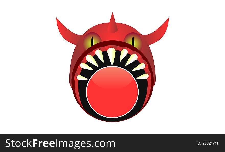 Vector illustration. Monster with a banner in the mouth. Vector illustration. Monster with a banner in the mouth