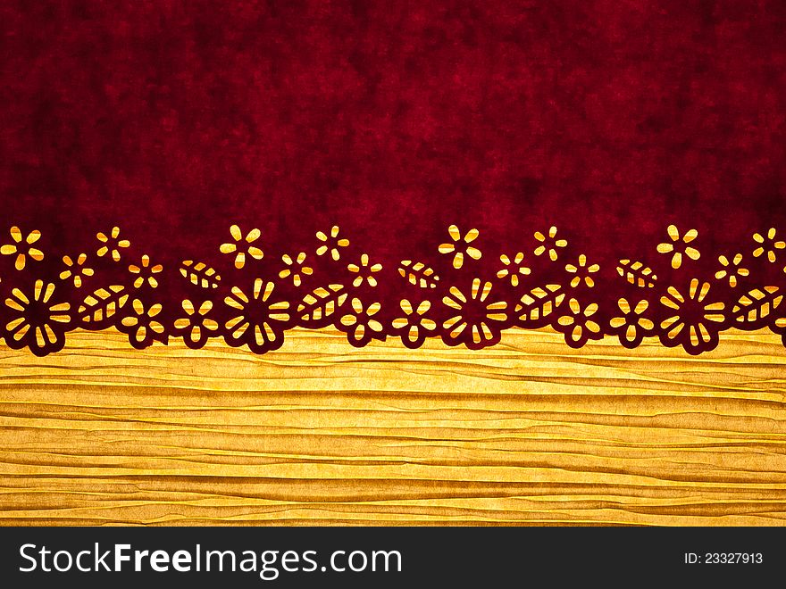 Background in brown and yellow with floral ornament