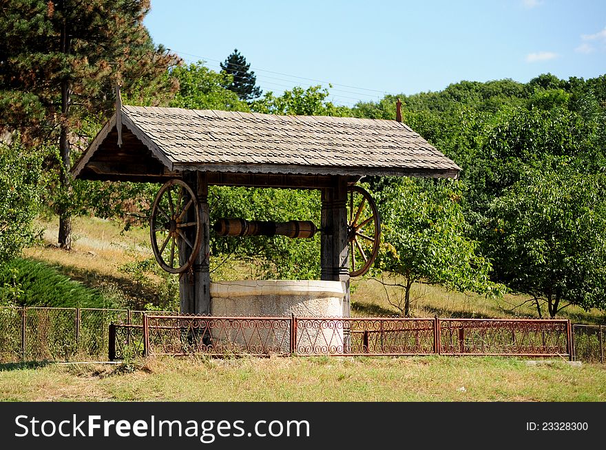 Old fountain near a forest