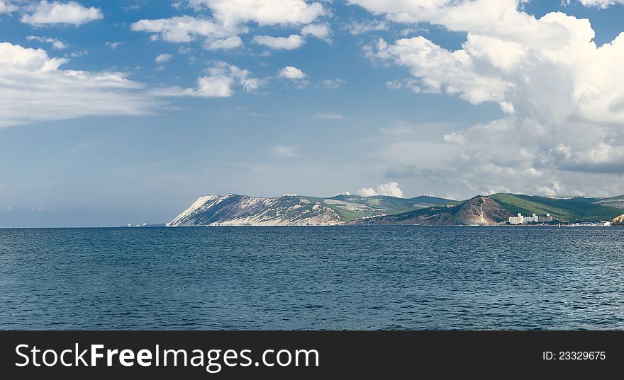 Panoramic summer sea landscape with rocks