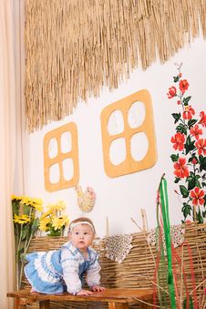 Children In Ukrainian National Costume On Bench Royalty Free Stock Photo Children In Ukrainian National Costume On Bench Royalty Free Stock Photo