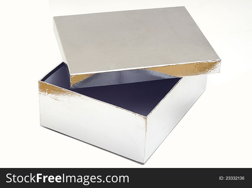 Silver gift box isolated on white background. Silver gift box isolated on white background