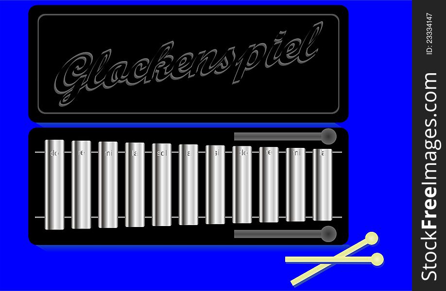 Musical instrument for children, on a blue background. Musical instrument for children, on a blue background.