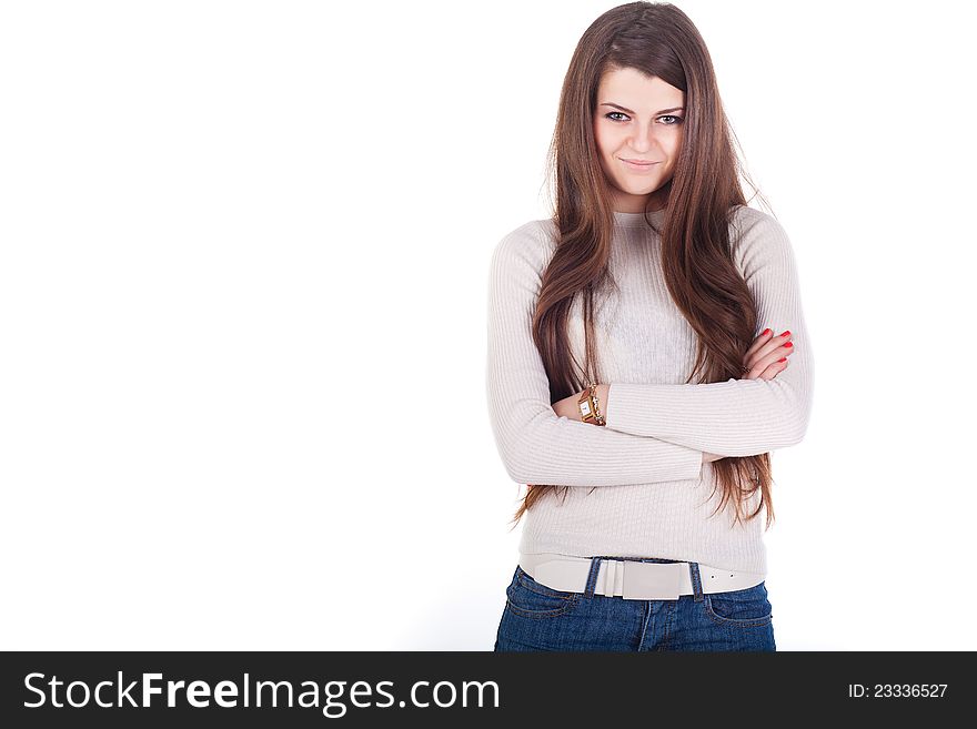 Portrait Young casual woman style isolated white background