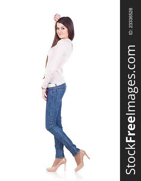 Young Casual Woman Style Isolated White Background