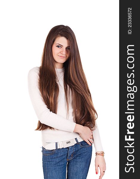 Young Casual Woman Style Isolated White Background