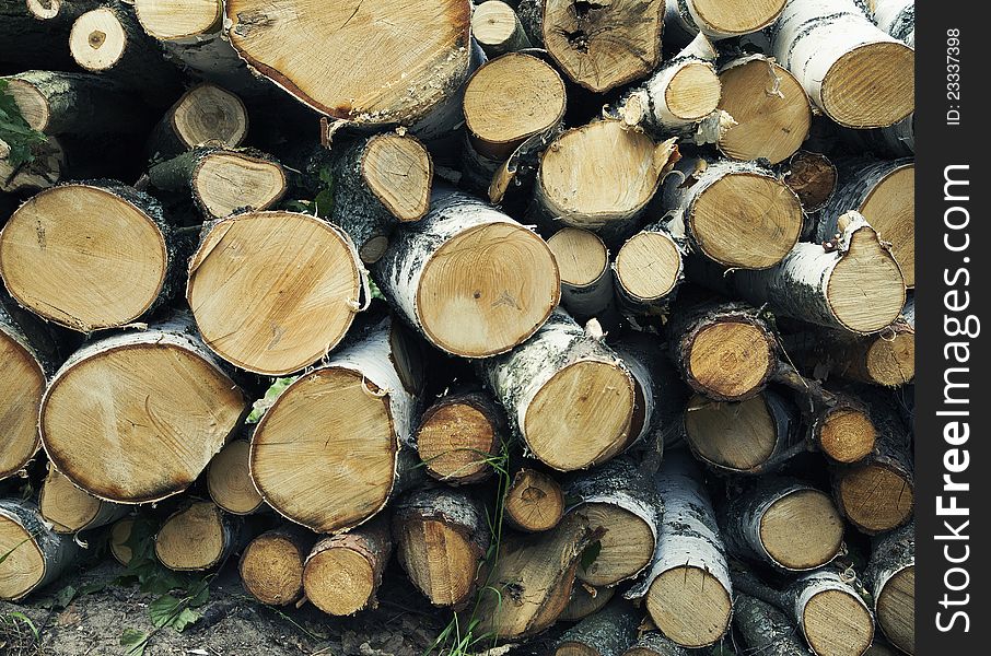 Close-up of big wood stack for background. Close-up of big wood stack for background